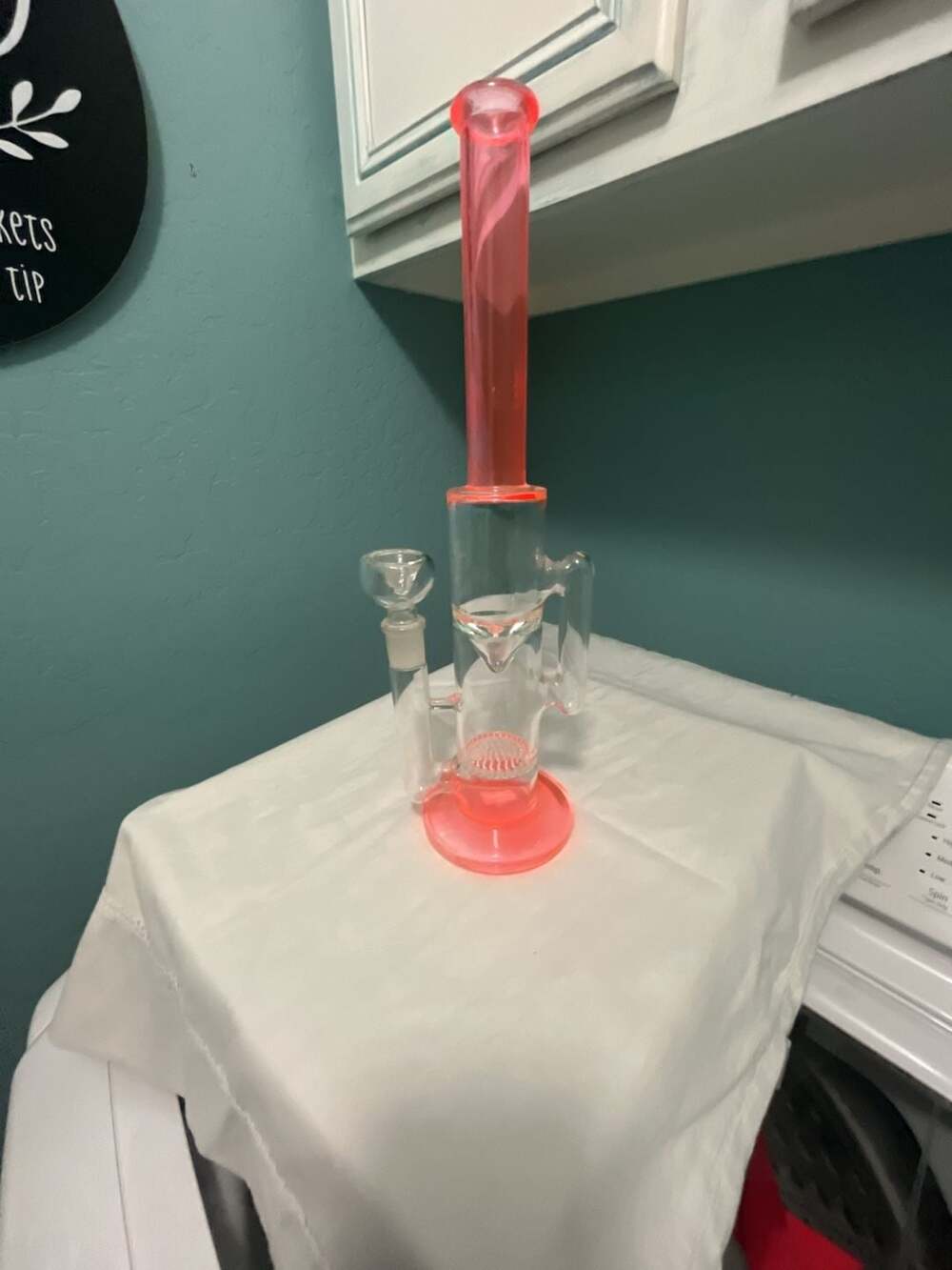 Pink Glass Water Piece with Honeycomb Perc and Splash Guard